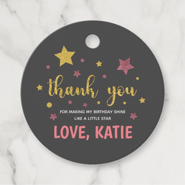 Étiquettes Cadeau Twinkle Twinkle Little Star Merci (Devant)