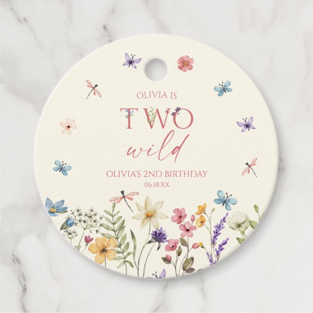 Étiquettes Cadeau Two Wild Wildflower Wild Flower 2nd Birthday Party (Devant)