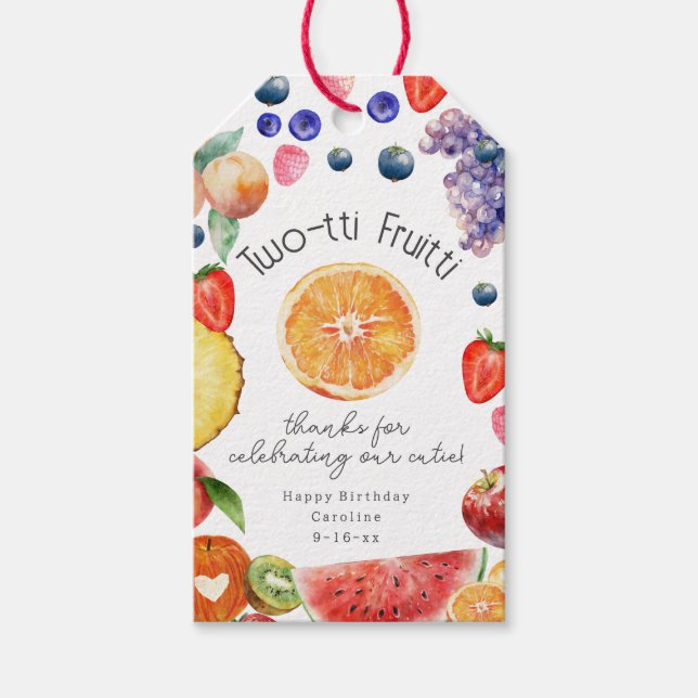 Étiquettes-cadeau Twotti Fruitti Cutie Fruit Anniversaire Merci (Devant)