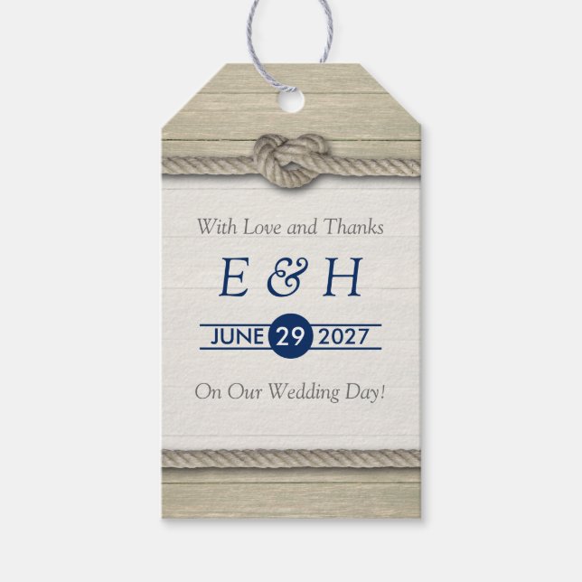 Étiquettes-cadeau Tying The Knot Rustic Beach Wedding (Devant)