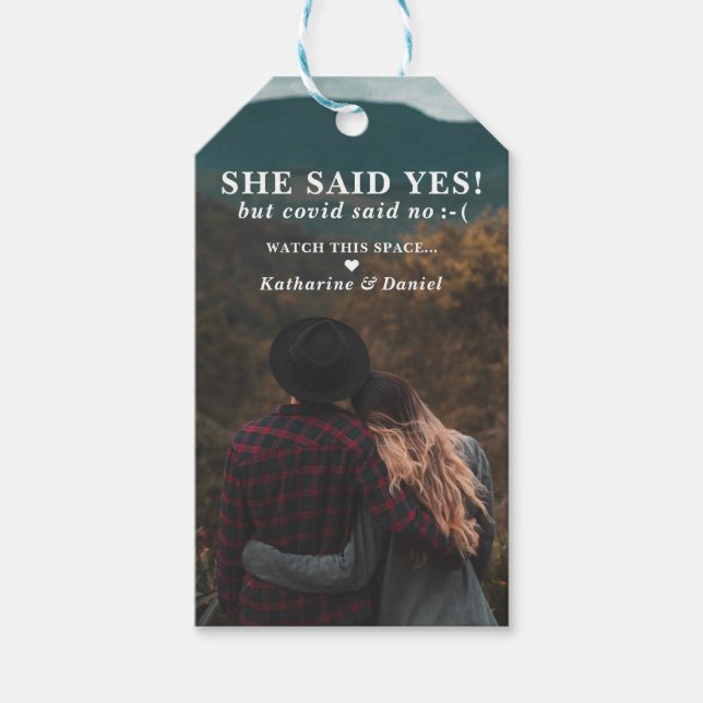 Étiquettes-cadeau Typografy Wedding Postponement Save The Date (Devant)