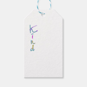 Étiquettes-cadeau Typographie artistique KIND colorée Citation Inspi