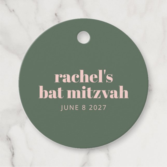 Étiquettes Cadeau Typographie audacieuse Moderne rose vert personnal (Devant)