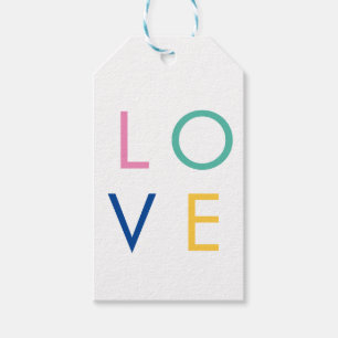 Étiquettes-cadeau typographie colorée de la Saint-Valentin LOVE