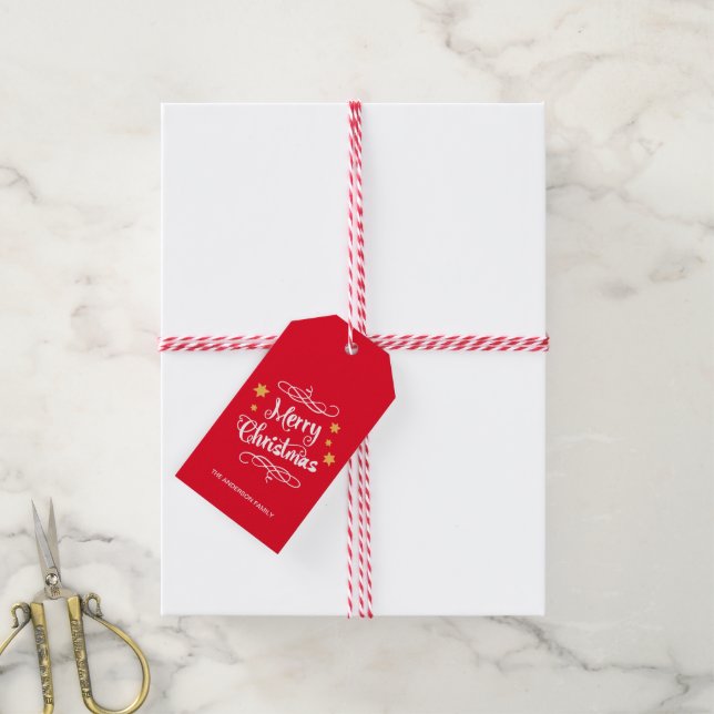Étiquettes-cadeau Typographie customisée de "Joyeux Noël" (Avec de la ficelle)
