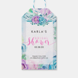 Étiquettes-cadeau Typographie de Fête des mariées et fleurs de saumo