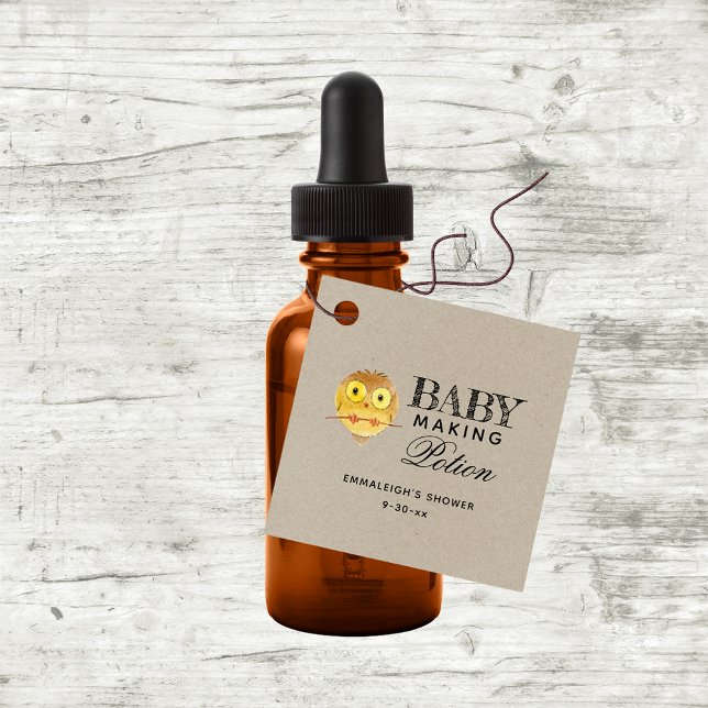 Étiquettes Cadeau Typographie de la chouette de potion pour bébé (Créateur téléchargé)