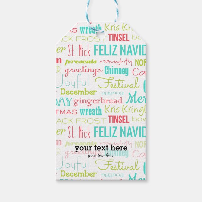 Étiquettes-cadeau Typographie de la saison des fêtes (Devant)