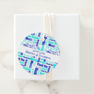 Étiquettes Cadeau Typographie de Merci personnalisée Collage de mots