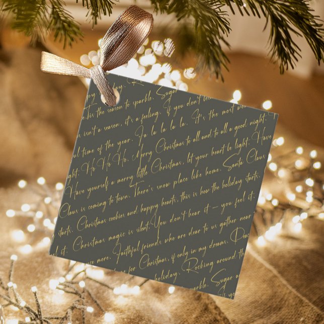 Étiquettes Cadeau Typographie de Noël en or vert Motif36 ID1009 (Créateur téléchargé)