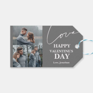 Étiquettes-cadeau Typographie élégante Valentines jour couple photo