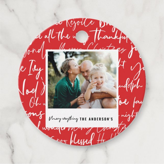 Étiquettes Cadeau Typographie graphique audacieuse moderne noël phot (Devant)