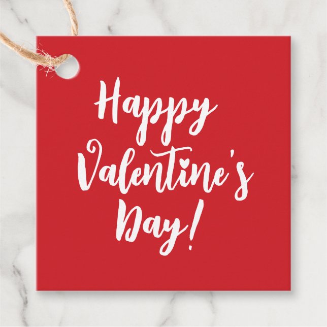 Étiquettes Cadeau typographie Heureuse Sainte-Valentin rouge moderne (Devant)