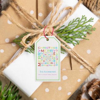 Étiquettes-cadeau Typographie joyeuse et colorée de Noël