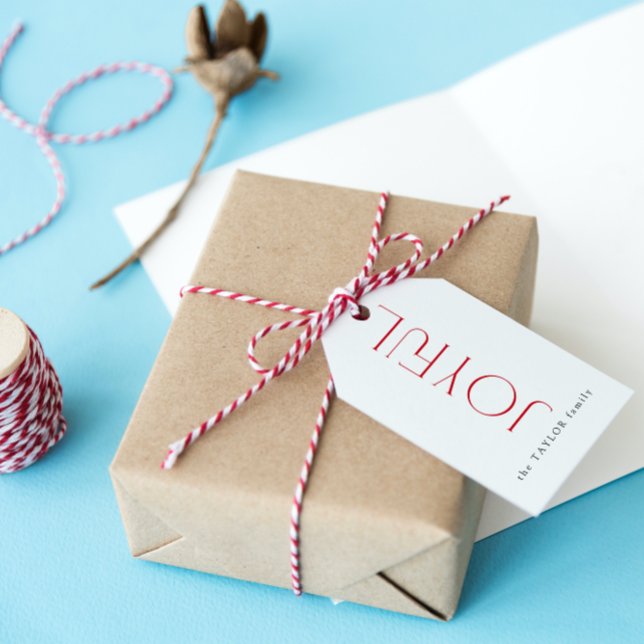 Étiquettes-cadeau Typographie Joyeuse moderne Joyeuse Noël Rouge (Get organized and add charm to your gifts with these adorable Christmas gift tags!)