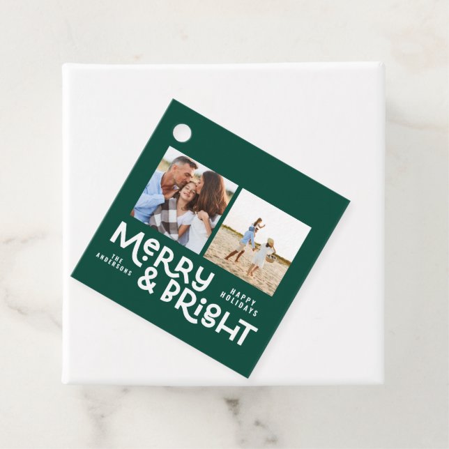 Étiquettes Cadeau Typographie minimale moderne 2 photo Christmas Fav (En situation)