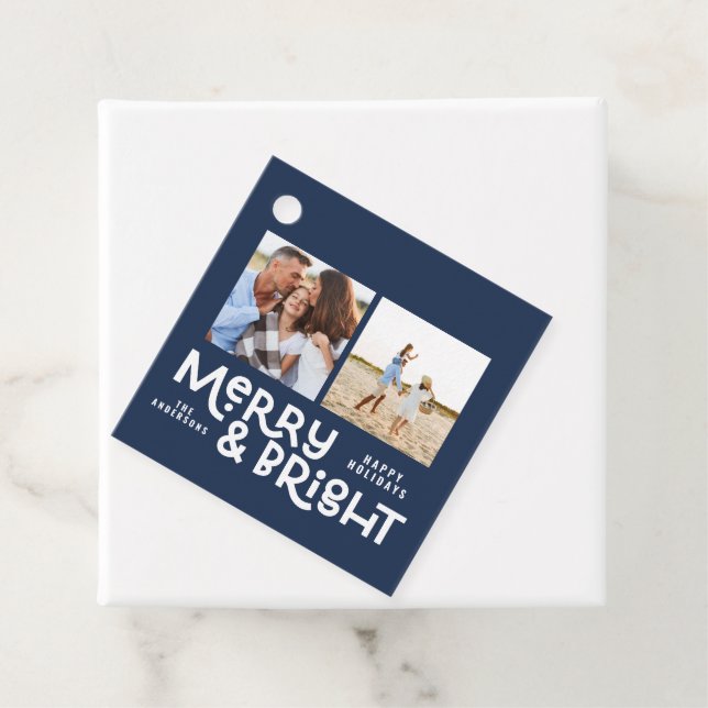 Étiquettes Cadeau Typographie minimale moderne 2 photo Noël (En situation)