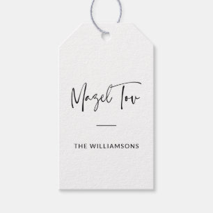 Étiquettes-cadeau Typographie minimaliste Mazel Tov personnalisé