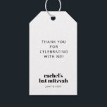 Étiquettes-cadeau Typographie moderne Gras Bat mitzvah noir et blanc<br><div class="desc">Tag cadeau Bat mitzvah noir et blanc</div>
