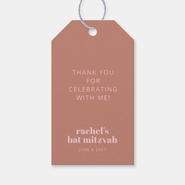 Étiquettes-cadeau Typographie moderne Gras Terracotta Bat mitzvah ro (Devant)