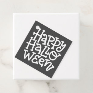 Étiquettes Cadeau Typographie moderne mignonne Crâne blanc Happy Hal