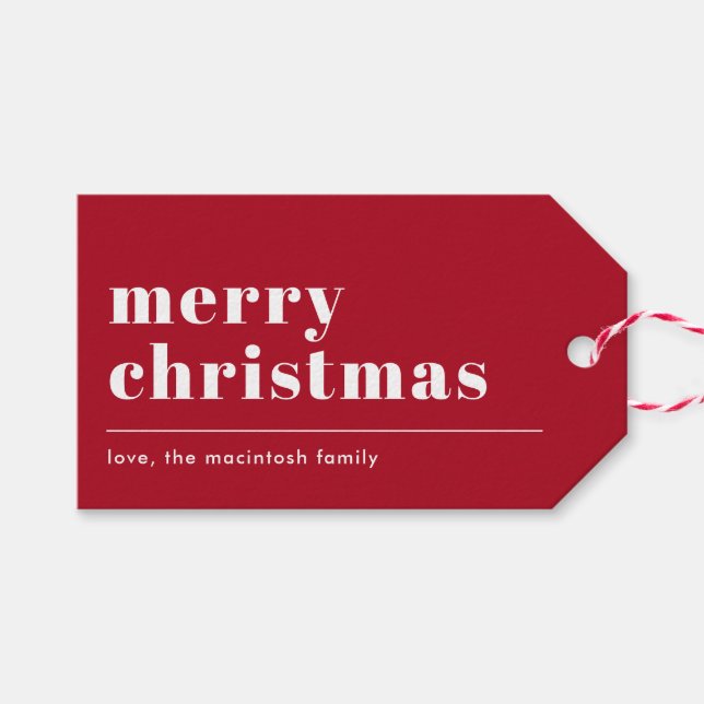 Étiquettes-cadeau Typographie moderne simple Rouge (Devant (Horizontal))