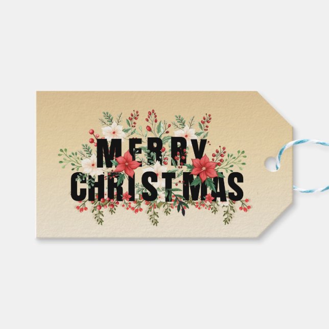 Étiquettes-cadeau Typographie noire Elegante Joyeux Noël (Devant (Horizontal))
