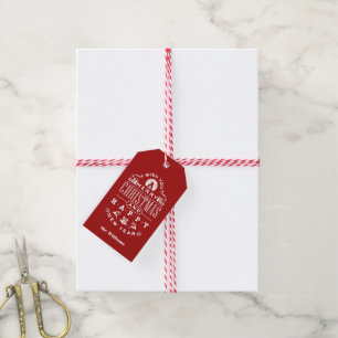 Étiquettes-cadeau Typographie nostalgique du Joyeux Noël ROUGE