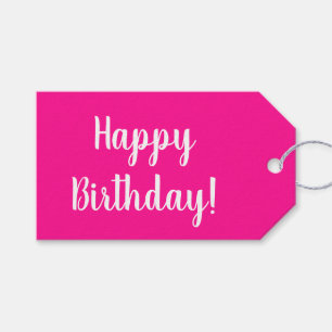 Étiquettes-cadeau Typographie pastel rose vif pour anniversaire