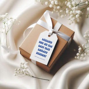 Étiquettes-cadeau Typographie rétro bleue groovy Noël personnalisé