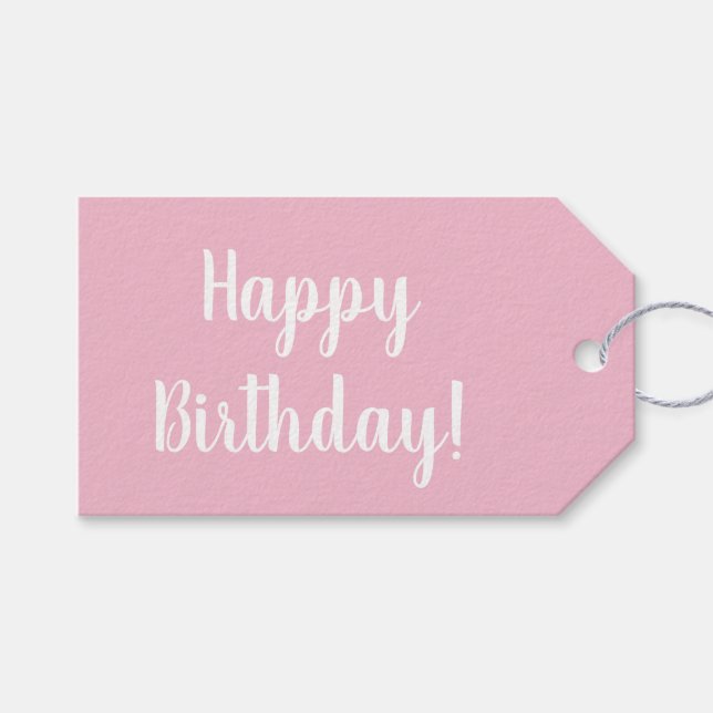 Étiquettes-cadeau Typographie rose pastel blanc pour anniversaire (Devant (Horizontal))