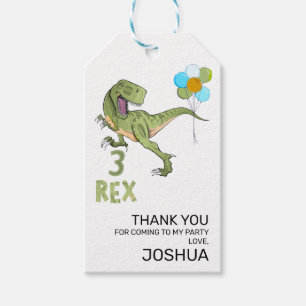 Étiquettes-cadeau Tyrannosaurus Trois Rex Dino 3e anniversaire
