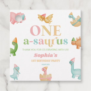 Étiquettes Cadeau Un A-Saurus Dinosaur 1ère fête d'anniversaire