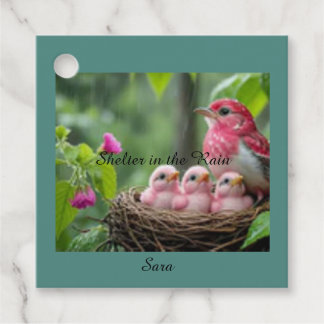 Étiquettes Cadeau Un abri dans la pluie - Un Grosbeak à poitrine Ros