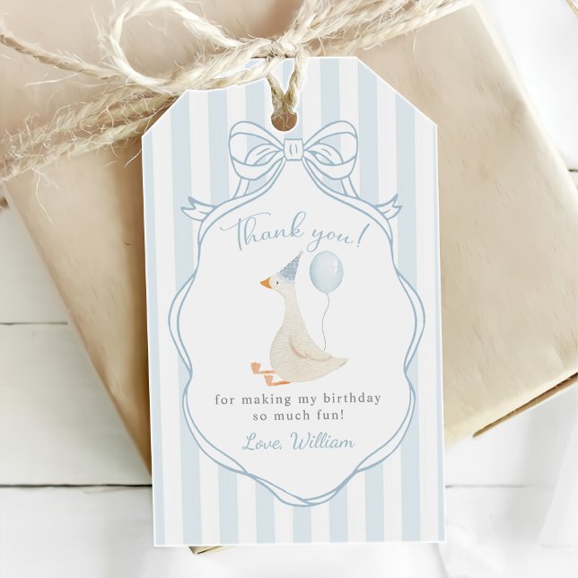 Étiquettes-cadeau Un anniversaire de premier anniversaire d'oie idio (Créateur téléchargé)