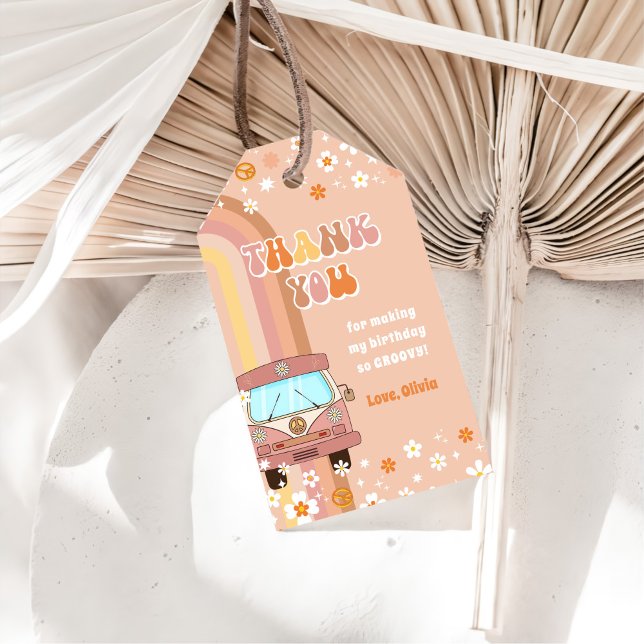 Étiquettes-cadeau Un Arc-en-ciel rétro Super 1er anniversaire (Créateur téléchargé)