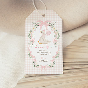 Étiquettes-cadeau Un arc rose une drôle d'oie Anniversaire Merci