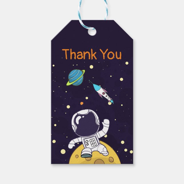 Étiquettes-cadeau Un astronaute flotte en Merci spatial (Devant)