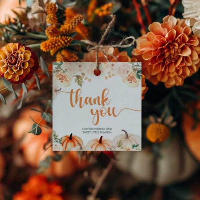 Étiquettes Cadeau Un Baby shower Automne Un Peu Citrouille (Créateur téléchargé)