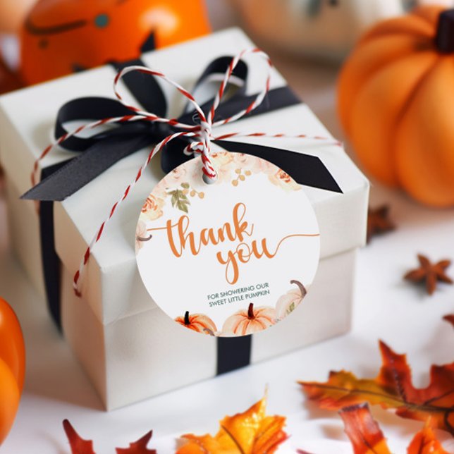 Étiquettes Cadeau Un Baby shower Automne Un Peu Citrouille (Créateur téléchargé)