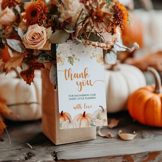 Étiquettes-cadeau Un Baby shower Automne Un Peu Citrouille (Créateur téléchargé)