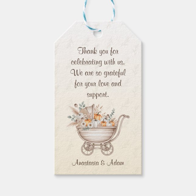 Étiquettes-cadeau Un Baby shower Boho Un Peu Citrouille (Devant)