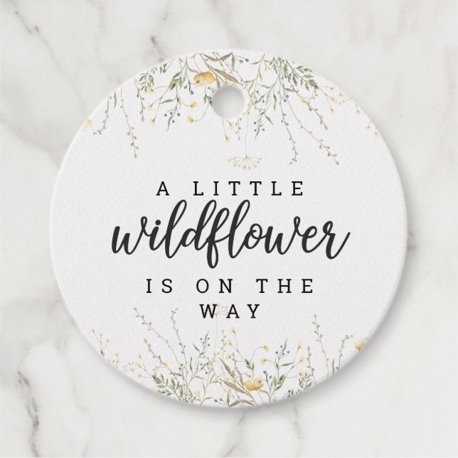 Étiquettes Cadeau Un Baby shower D'Aquarelle Jaune Un Peu Fleur sauv (Devant)