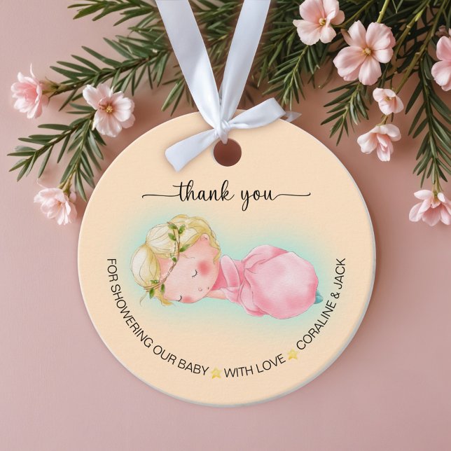 Étiquettes Cadeau Un Baby shower de petite fille doux (Créateur téléchargé)