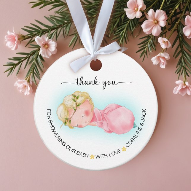 Étiquettes Cadeau Un Baby shower de petite fille doux (Créateur téléchargé)