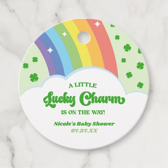 Étiquettes Cadeau Un Baby shower de St. Patrick's Day au charme chan (Devant)