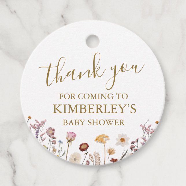Étiquettes Cadeau Un Baby shower Fleur Un Peu Fleur sauvage (Devant)