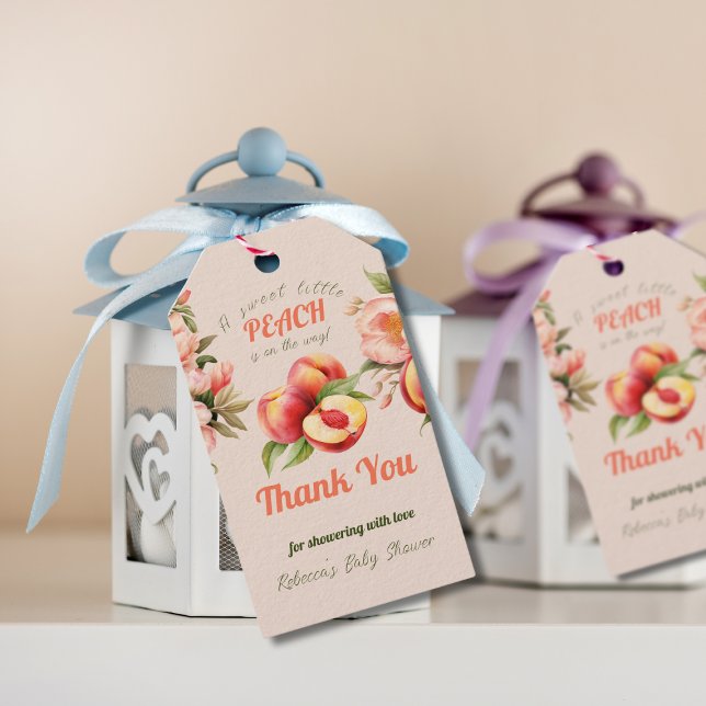Étiquettes-cadeau Un Baby shower Floral D'Été Doux Petite Pêche (Créateur téléchargé)