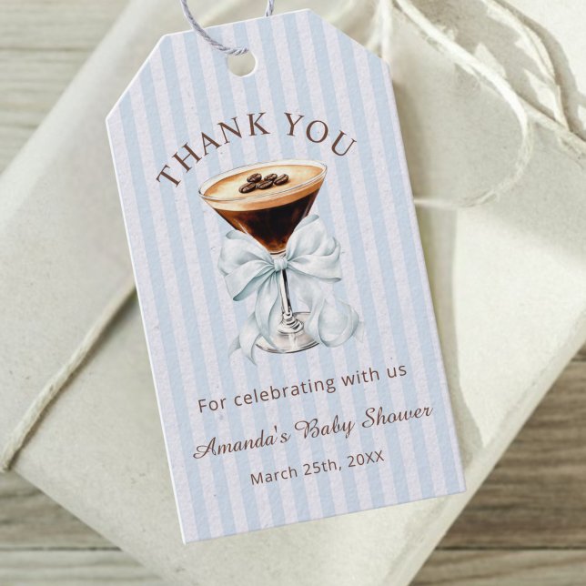 Étiquettes-cadeau Un Baby Shower Tini One Espresso Martini (Espresso Martini Baby Shower Theme Gift Tag)