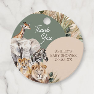 Étiquettes Cadeau Un Baby shower Un Peu Sauvage Safari Animaux Autou